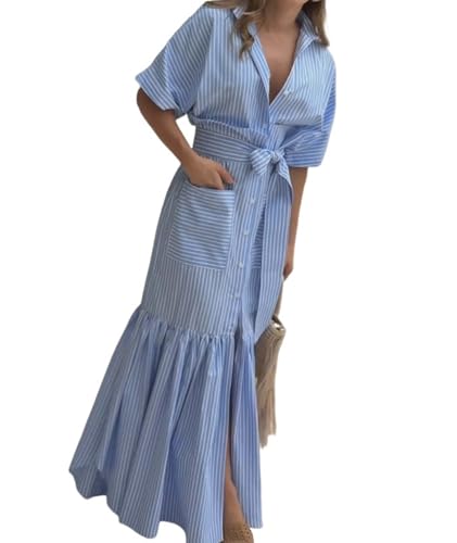 Robe chemise d'été rayée idéale pour les vacances et les sorties - 5