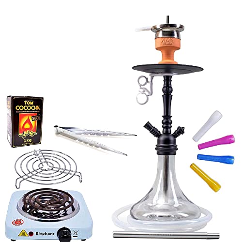 Amy Deluxe Middle Globe, 60 cm, Premium-Shisha-Set mit Kamin, Silikonschlauch-Set, Shiazo Dampfsteinen, TOM Cococha Gold…