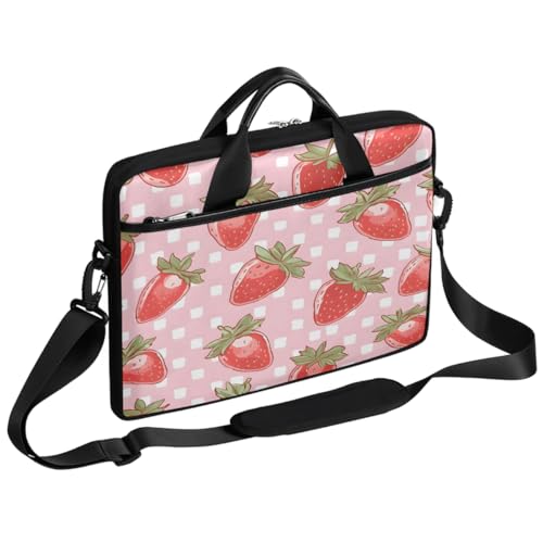 Funda para laptop con diseño de fresa, 15 pulgadas, para mujeres y hombres, maletín delgado para oficina y viaje