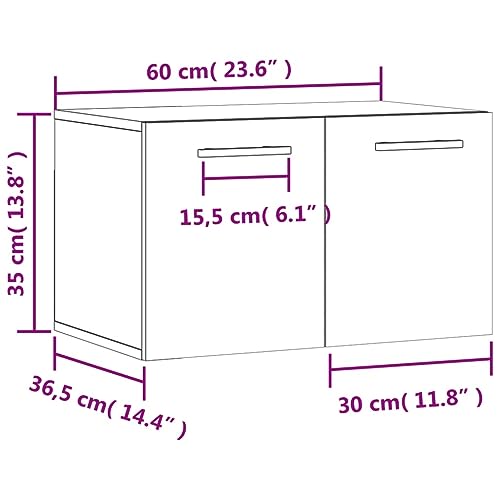 Armoire murale marron avec étagère interne modulable 60cm - 3