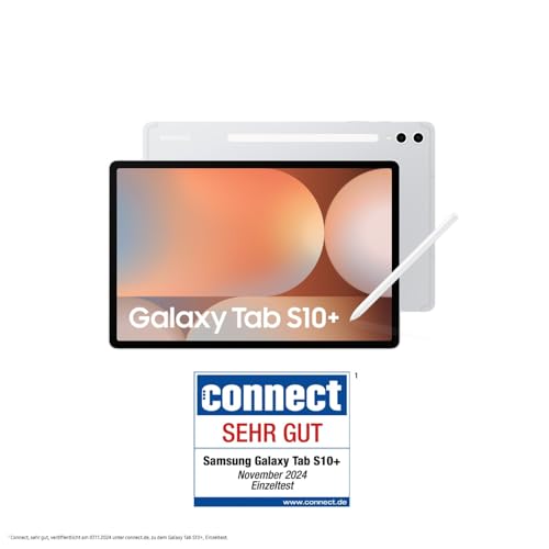 Samsung Galaxy Tab S10+ AI Tablet, Android Tablet, 12 GB RAM, 256 GB Speicher, AMOLED-Display, Antireflexionsbeschichtung, Inkl. S Pen, WiFi, Platinum Silver, 36 Monate Herstellergarantie