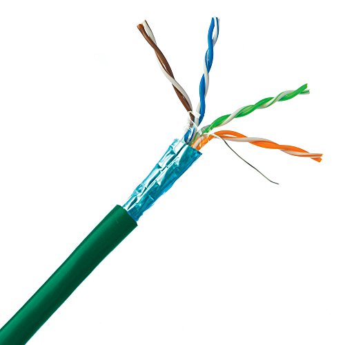 CAT5E, STP (Shielded), Bulk Cable, Solid, 350MHz, 24 AWG, Green, 1000 ft