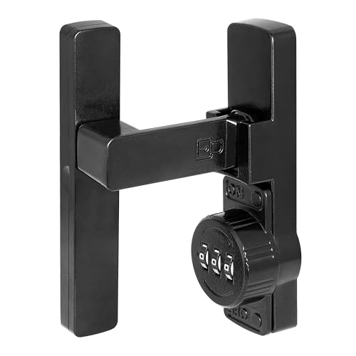 Image of INIRET 2 Packs Black 90 Degree Barn Door Lock,Mechanical Password Lock,Flip Latch with Combination,3 Digit Password Keyless,Protect Privacy,for Cabinets,Windows,Garden,Bathroom,and Sliding Door