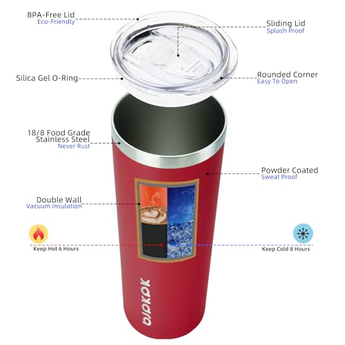 Image of BJPKPK 20 oz Skinny Tumbler with Lid, Stainless Steel Insulated Coffee Cup