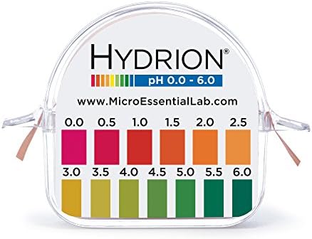 Micro Essential Lab 196 Plastic Hydrion Brilliant Short Range pH Paper Dispenser, 0.0 - 6.0 pH, Double Roll