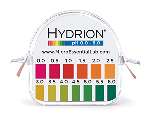 Micro Essential Lab 196 Plastic Hydrion Brilliant Short Range Ph Paper Dispenser, 0.0 - 6.0 Ph, Double Roll #TOP2