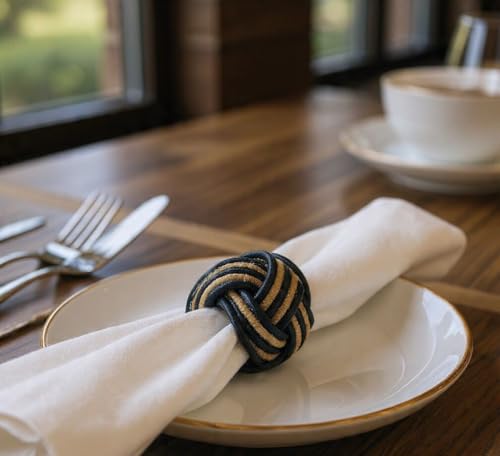 Image of Handmade Eco Friendly Napkin Ring Holder (Blue and Brown) -Set of 12