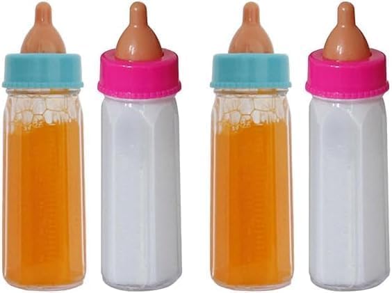 Biberones Mágicos para Muñecas, Biberón para Muñecos con Chupete 7 Piezas, Biberón Mágico Muñecos Bebes, Accesorios para Muñecas Botella de Leche Mágica, Simulación de Alimentación Juguete (blanco 4)