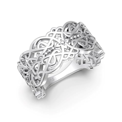 Bague hypoallergénique en argent S925 large bande style dentelle