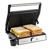 Samoris Panini Press Grill Indoor Sandwich Maker with Temperature Setting,4 Slice Non-stick Coated Plates Versatile Grill, Opens 180...