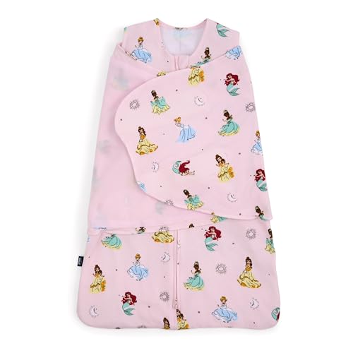 Image of HALO Disney Baby 100% Cotton Sleepsack Swaddle, 3-Way Adjustable Wearable Blanket, TOG 1.5, Disney Princess, Newborn, 0-3 Months