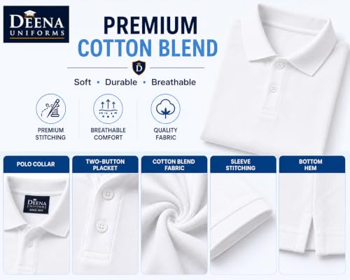 Image of Kids White Polo Neck T-Shirt | Half Sleeve Cotton Blend School Uniform Polo T-Shirt for Boys & Girls | PT Uniform, Sports, House Wear & Daily Activities
