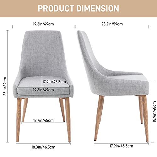 E&D Furniture Dining Chairs, Living Room Chair Set Of 4 Accent Chair Grey Fabric Dining Comfy Chair For Kitchen Upholstered Dining Chairs Kitchen And Dining Room Metal Leg Chair #TOP5