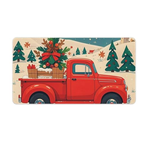 Tapis de souris de bureau haut de gamme 40x75 cm en caoutchouc stable motif camion de Noël