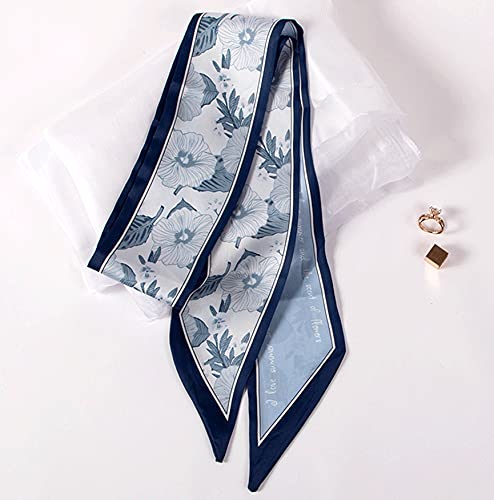 Long Floral Skinny Scarf For Women Silk Like Neckerchief Hangbag Handle Hair Head Wraps Belt (MQTA01-21 D)4