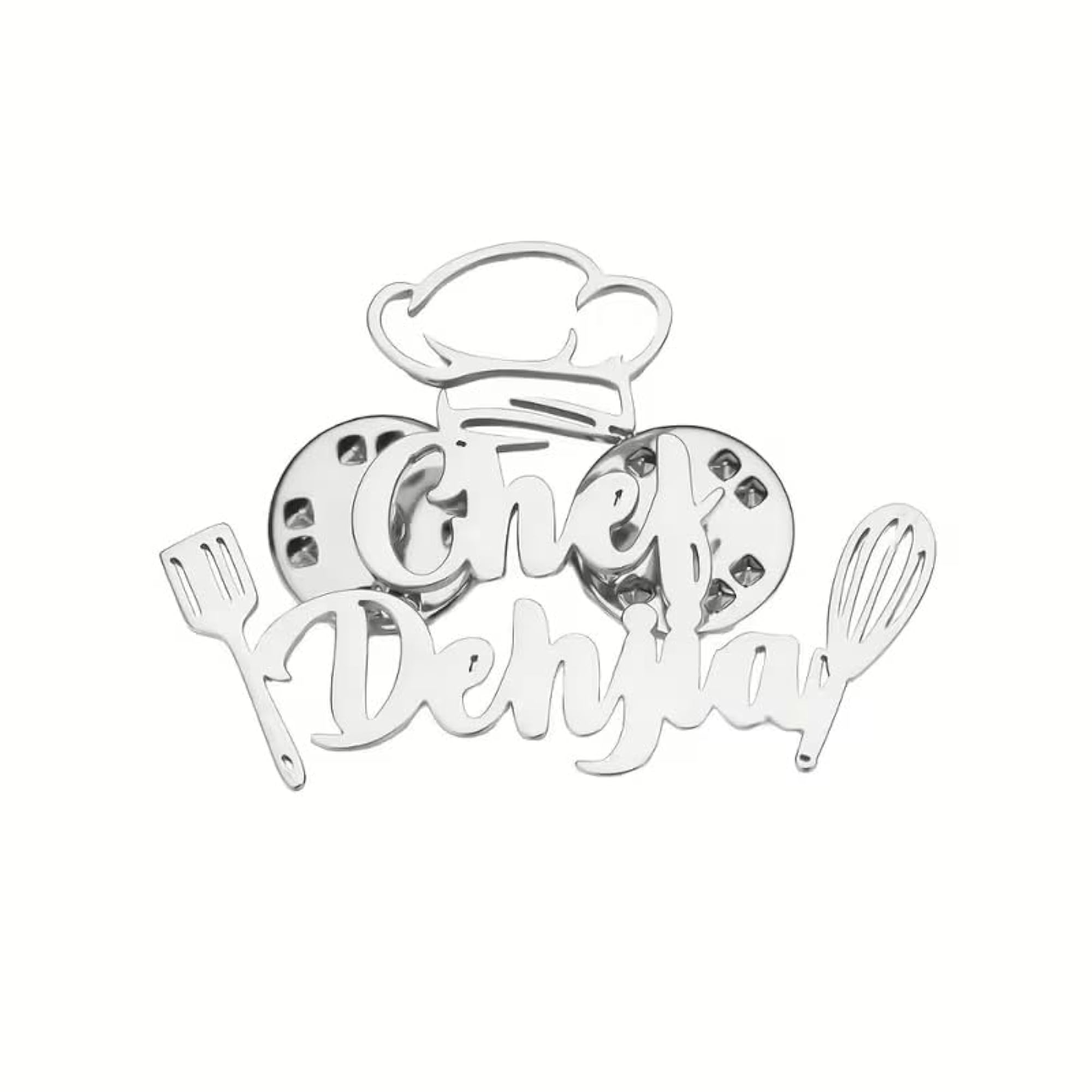 Personalized Chef Name Brooch Pin, Custom Design