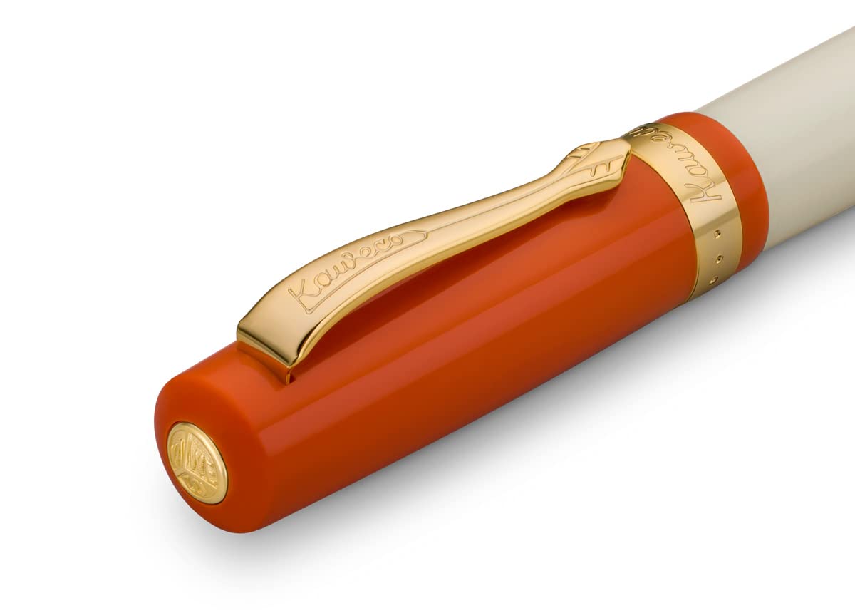 Kaweco STUDENT - Penna a sfera 70's Soul I Business Kuli in acrilico di alta qualità in arancione e crema, con scatola regalo in metallo, 13 cm