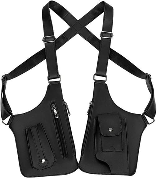 kongying 2025 New Double Shoulder Strap Multi-pocket Outdoor Anti-Theft Tactical Bag,Anti-Thief Hidden Underarm Shoulder Bag, Double Shoulder Armpit Bag, for Travel Outdoors(Black)