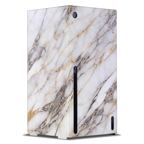 Skin Xbox Series X haut de gamme - Film autocollant vinyle marbre blanc et doré