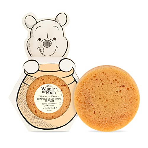Winnie The Pooh Soap Infused Body Sponge Loofah Puff Disney | Mad Beauty | Gift for Bath Time, Shower, Massage, Wildflower Fragrance - Cute Fun
