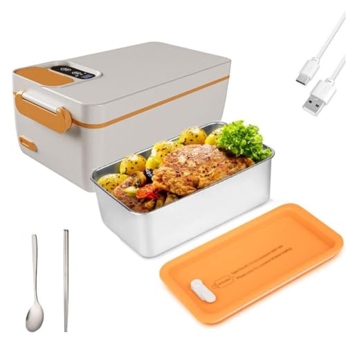 Fiambrera eléctrica para alimentos, calentador de alimentos portátil para coche, camión, trabajo con recipiente de acero inoxidable 304, lonchera térmica adecuada para conductor, trabajo, regalo
