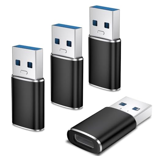 4 Pack USB to USB C Adapter, USB C Female to USB A Male Car Charger, Type C Converter Adaptor for iPhone 17 16 Pro Max 15 14 13, iWatch 11 10 Se Ultra 3,Samsung Galaxy S25 S24 S23, Pixel (Black)