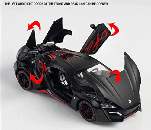 Image of 1:24 Scale Big Size Lykan Hypersport Toy Car | Metal Pullback Diecast Car for Kids with Openable Doors, Sound, Light Effects Toy for Car Enthusiasts (Color As Per Available), Black