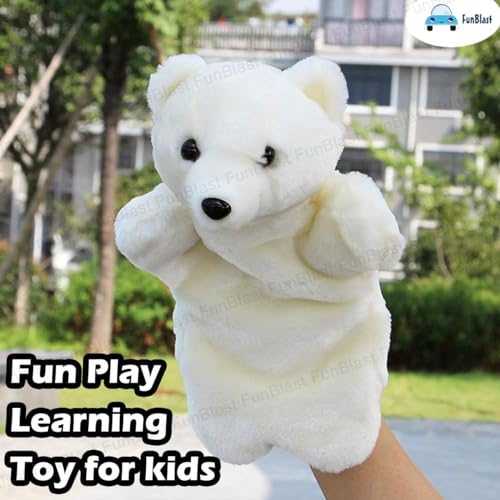 Image of FunBlast Plush Hands Puppets for Kid - Animals Hand Puppet Toys, Soft Hand Puppets for Kids, Story Telling Puppet for Kids, Fun Play Learning Toys (White Bear)