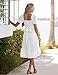 MEROKEETY Women's 2023 White Dress Summer Square Neck Puff Sleeve Boho Midi Dress Swiss Dot Ruffle Flowy Tie Back Dress, White, S