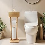 NaturaWood Bamboo Toilet Paper Holder Stand with Storage Shelf Box, Freestanding Bathroom Tissue Organizer and Wipes Dispenser, Rotating Swivel Lid, Eco-Friendly Natural Wood Home Decor Gift
