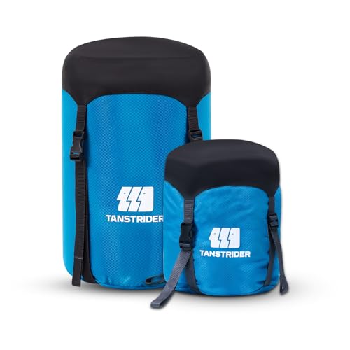 TANSTRIDER Compression Stuff Sack for Sleeping Bag,Blue 29L Water Resistant Ultralight Lightweight Nylon Space Saving Gear Sleeping Bag Storage Sack for Camping, Hiking, Travel, Outdoor, Backpacking