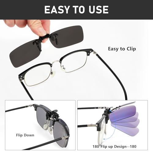 Image of Hifot Clip on Sunglasses 4 Pack,Polarized Lens Fit Over Prescription Glasses,Flip up Rimless Sunglasses