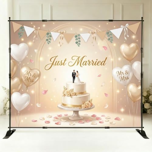 10x8ft Adjustable Metal Telescopic Tube Backdrop Stand，for Parties and Photography Sessions Heavy Duty Background Stand，Portable Install and Repeat use Banner Stand for Photoshoot，with Carrying Bag