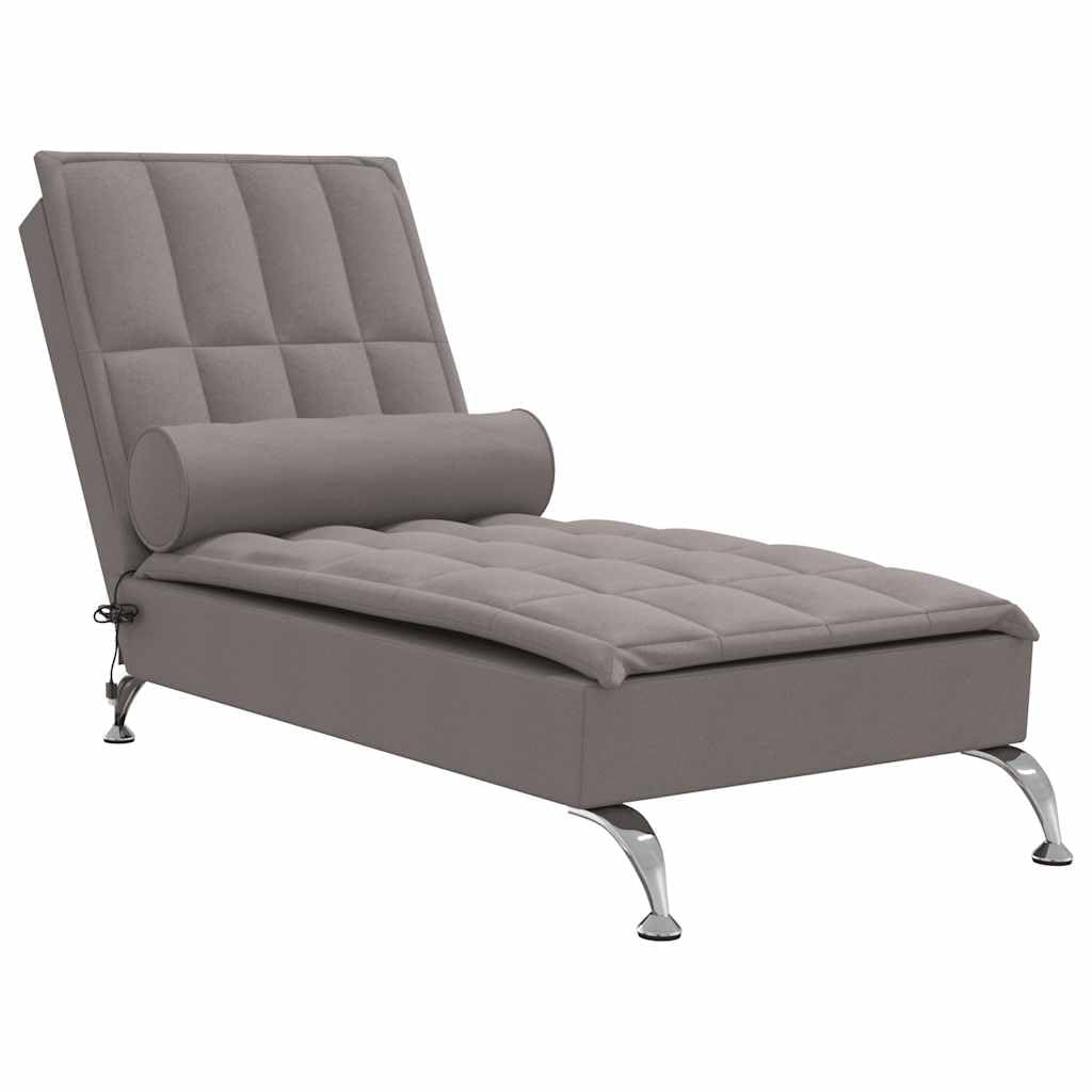Masażer z funkcją wibracji i wałkiem pod kark z wytrzymałego materiału taupe, w zestawie kabel USB i wyściółka dla komfortowego relaksu