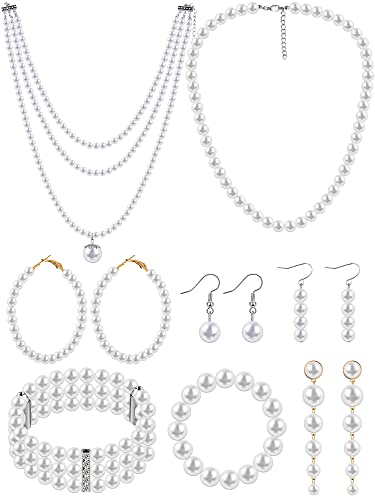 Collares de perlas de imitación con aleación brillante para un look diario