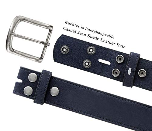 Image of Men's Belt Rounded Edge Heel Bar Buckle Casual Jean Suede Leather Belt 1 1 /2 inch Wide