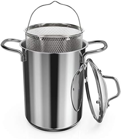 Navaris Asparagus Pot - Stainless Steel Asparagus Vegetable Steamer Spaghetti Pasta Stovetop Cooker with Removable Basket and Lid - BPA Free - 3.9L