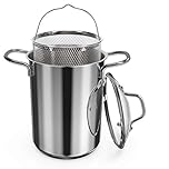 Navaris Asparagus Pot - Stainless Steel Asparagus Vegetable Steamer Spaghetti Pasta Stovetop Cooker with Removable Basket and Lid - BPA Free - 4.1 Qt