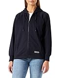 hat einen abgerundeten Saum s.Oliver Damen Sweatjacke, Blau, 42 EU