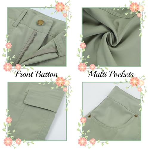 Womens Cargo Hiking Shorts Summer Casual High Waist Lightweight Cargo Shorts Althletic Workout Clothes with Pockets A01-Green M