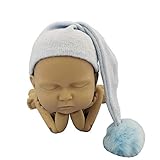 Juliyan ニューボーンフォト お包み スリーピング ラップ 新生児 ブランケット 帽子 子供 ベビー おくるみ 赤ちゃん おくるみ フォトスタジオ用 出産祝い 百日 記念撮影 小物 ライトブルー