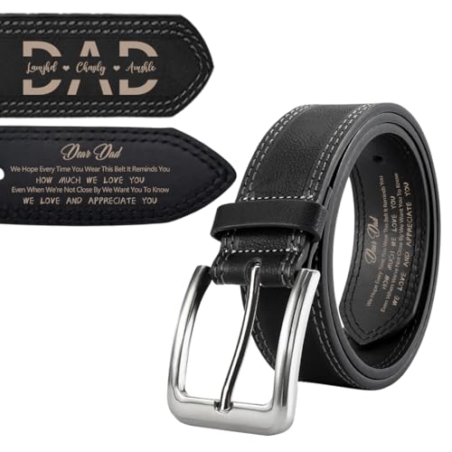 Personalized Engraved Leather Belt for Dad Custom Leather Name Belt for Dad Daddy Husband Grandpa on Fathers Day