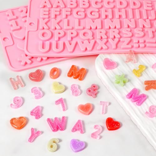 Image of 2PCS Silicone Molds for Chocolate,Number Letter Molds,Reusable Candy Molds with Happy Birthday Decorating Symbols,Mini Size Alphabet Decorating for Birthday Cake Lollipop Fondant Chocolate