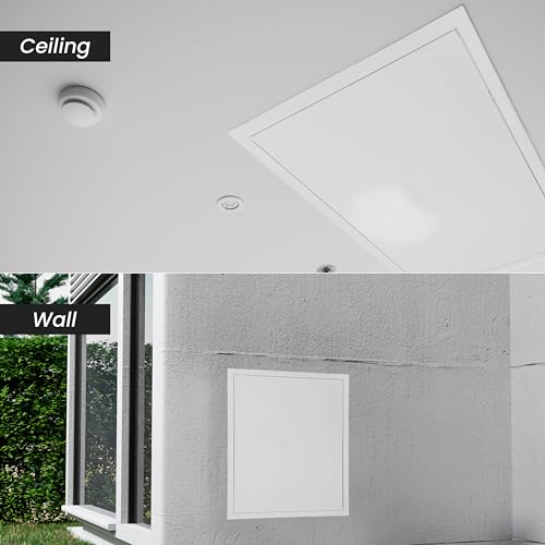 12\" x 12\" Inch Galvanized Steel Access Panel Door - for Outdoor and Indoor Use - Opening Flap Cover Plate - Box Door Lock - Door Latch - Inspection Hatch - White Polymer Coating