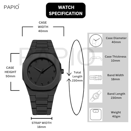 Image of PAPIO Modern Minimalist Polycarbon Analog Unisex Watch, Lightweight Touch Strap