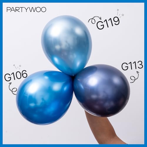 Image of PartyWoo Metallic Navy Blue Balloons 50pcs 12 Inch Chrome Blue Balloons for Graduation Baby Shower Bridal Shower Gender Reveal Engagement Teacher Appreciation Birthday Party Decorations Blue-G113