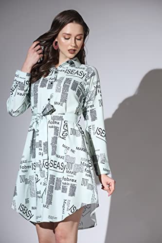 Image of Leriya Fashion Western Dress for Women | Rayon Paper Printed Dresses with Belt | Collared Neck on Button | Knee Length Dresses for Women | Ideal for Outing | Hangouts for Girls