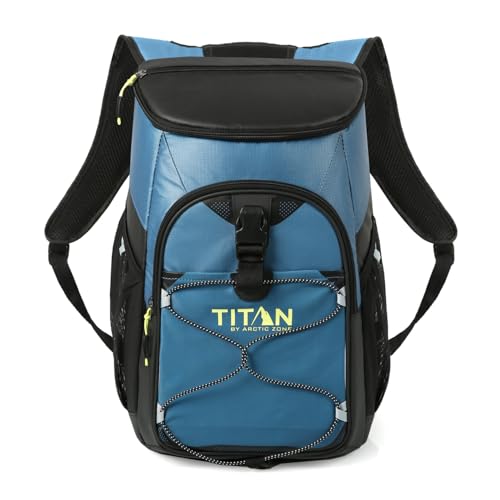 Image of Titan by Arctic Zone 24 Can Backpack Cooler, Leak Proof | Insulated soft sided bag with leak proof lining and adjustable straps, breathable mesh panels, for lunch, picnic, travel