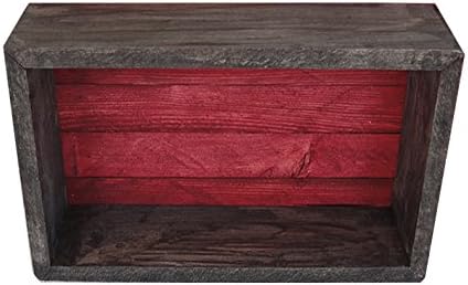 Wood/Wooden Shadow Box Display With Backing - 16" x 6" - Two Tone - Ebony Black/Barn Red - Rustic Decorative Reclaimed Distressed Vintage Appeal