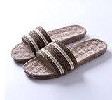 Hausschuhe Pantoletten Slipper Damen Herren Herren Strandschuhe Aus Leinen Trendy Schwarz-Weiß Gestreifte Flip Flops Herren Outdoor Schuhe Indoor Hausschuhe-Coffee_Color_8.5